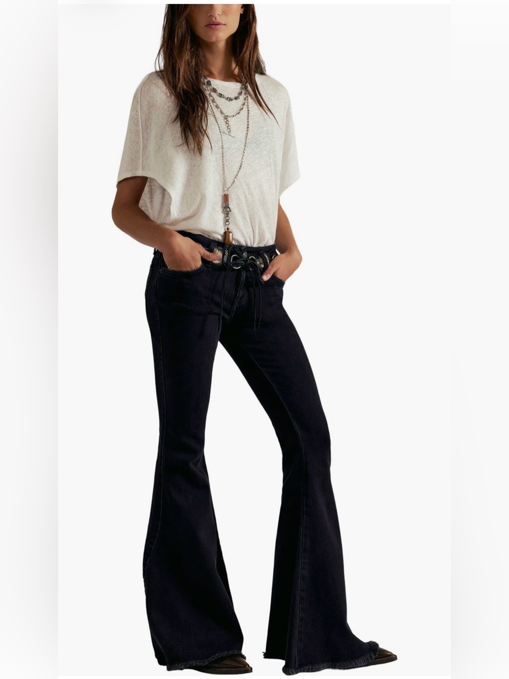 We The Free Emre Low Rise Flare Black Flare Jeans Waist 30 NWT